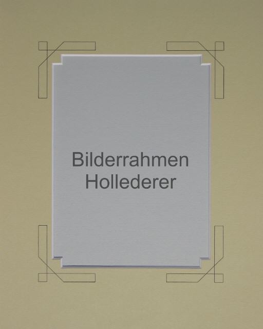 Einfach-Passepartout mit Eckverzierung und Stift-Zeichnung